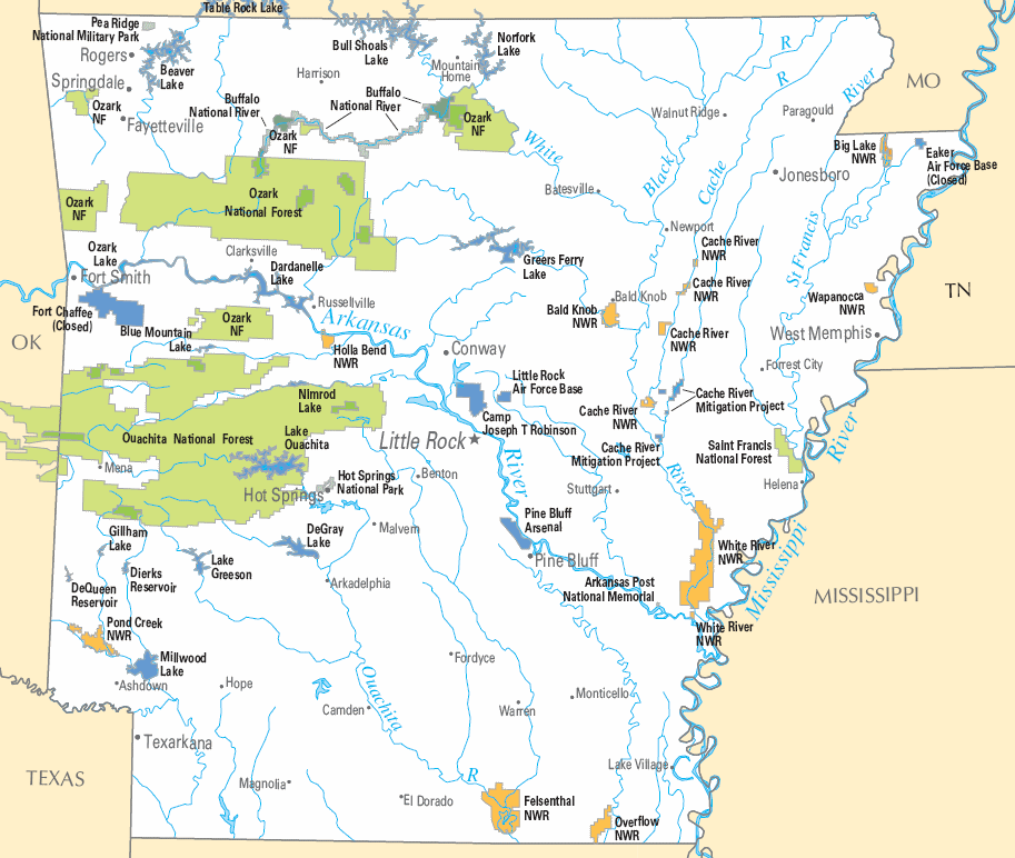 Carte détaillée Arkansas