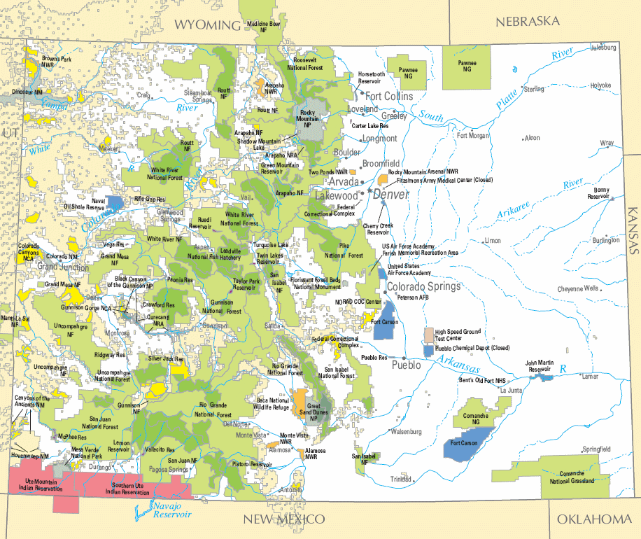 Carte détaillée Colorado