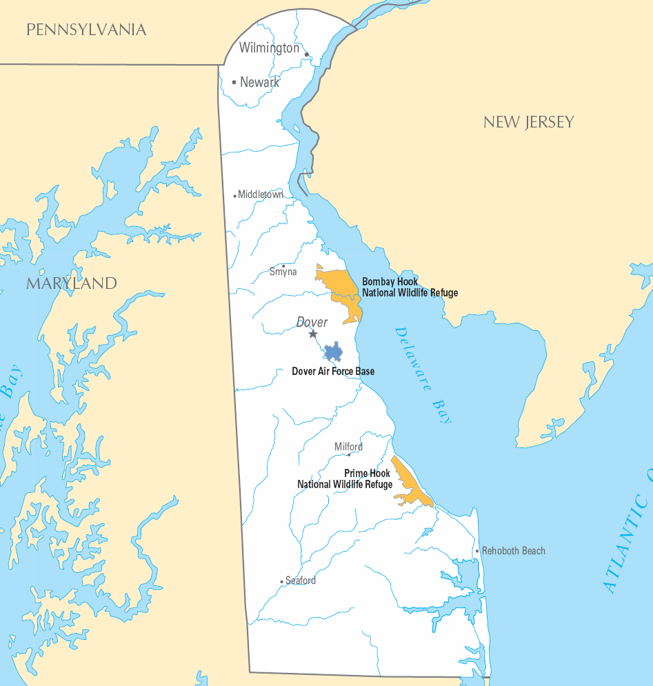 Carte détaillée Delaware