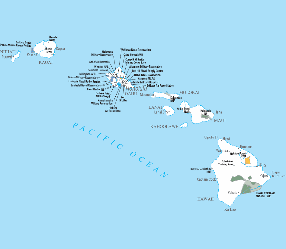 Carte détaillée Hawaii