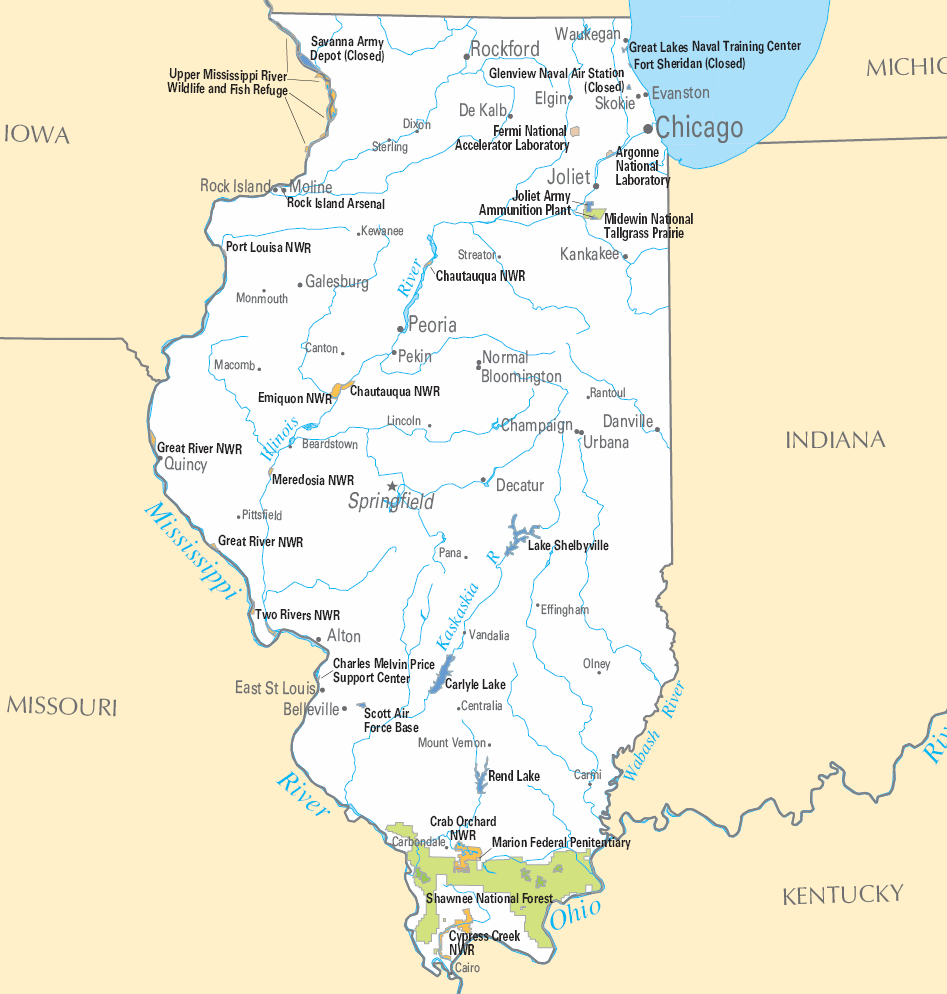 Carte détaillée Illinois