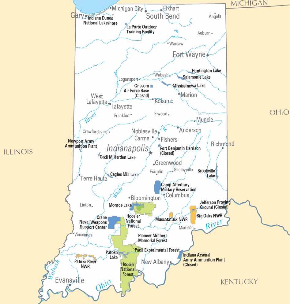 Carte détaillée Indiana