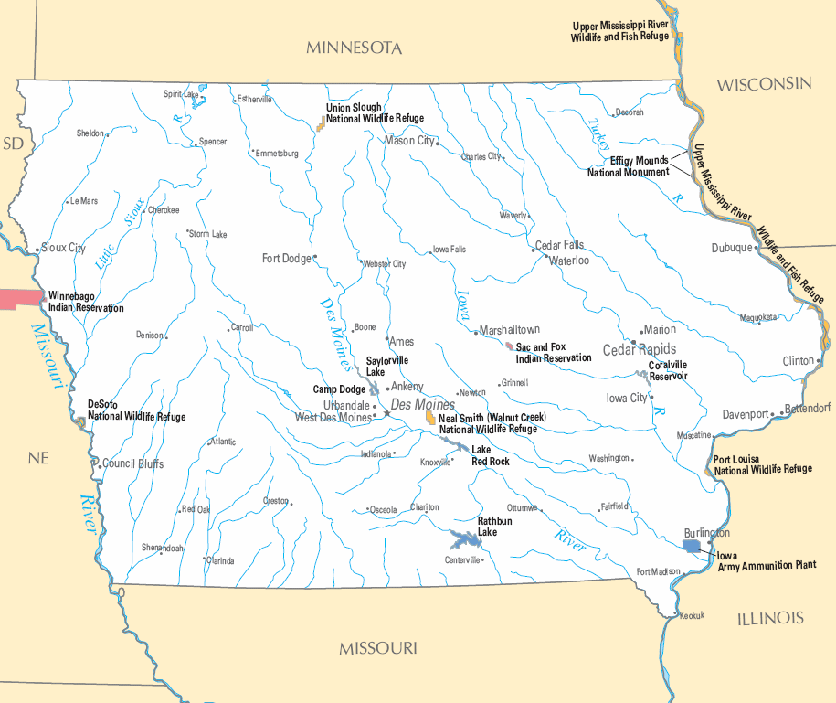 Carte détaillée Iowa