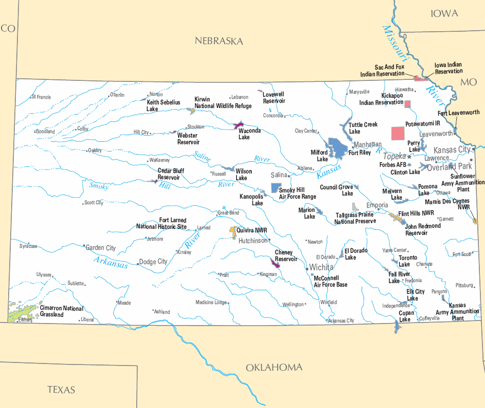 Carte détaillée Kansas