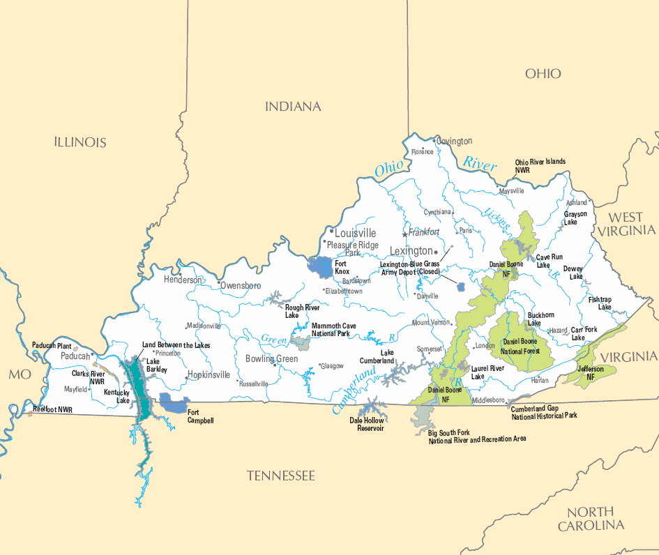 Carte détaillée Kentucky