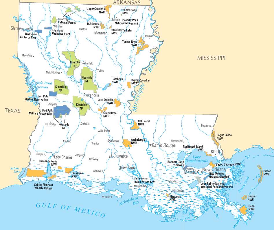 Carte détaillée Louisiane