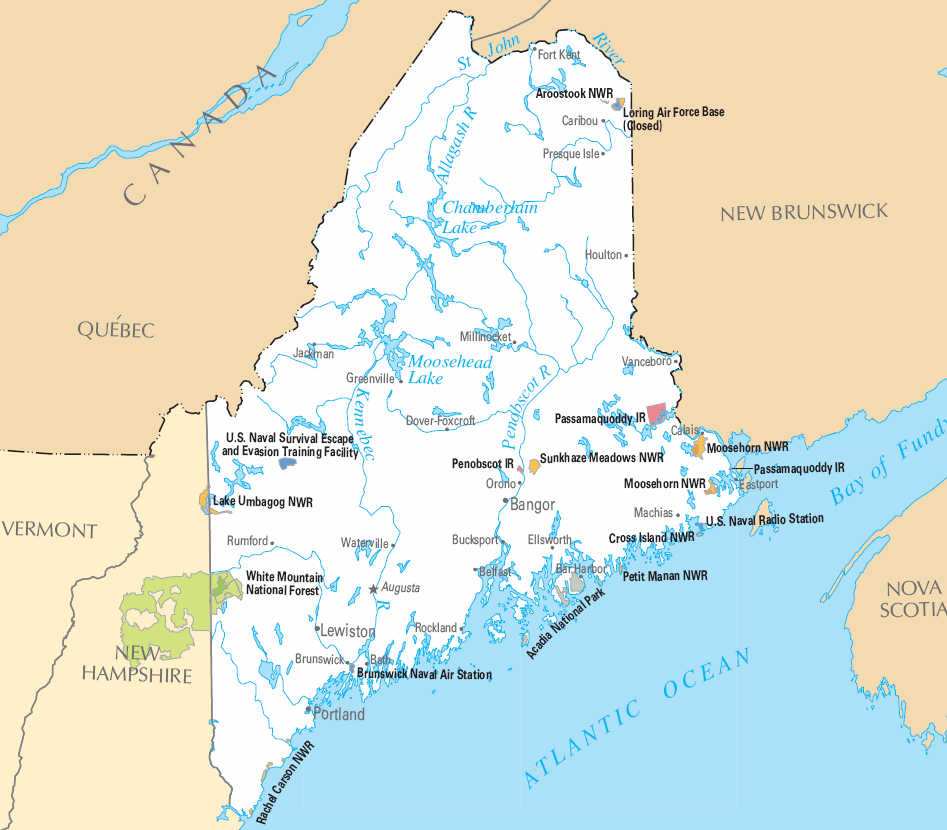 Carte détaillée Maine