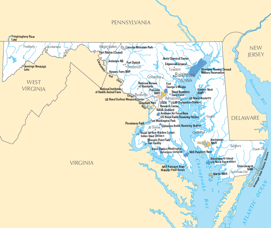 Carte détaillée Maryland