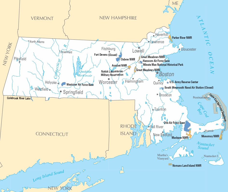 Carte détaillée Massachusetts