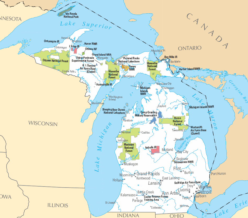 Carte détaillée Michigan