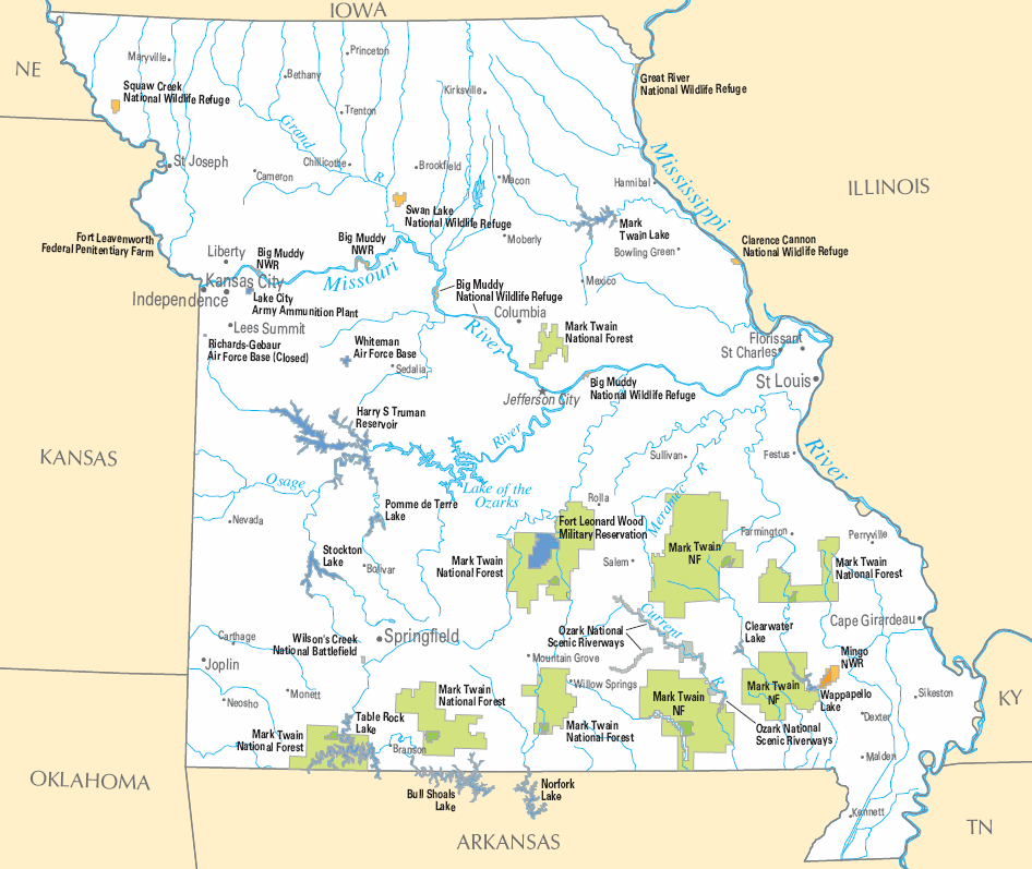 Carte détaillée Missouri