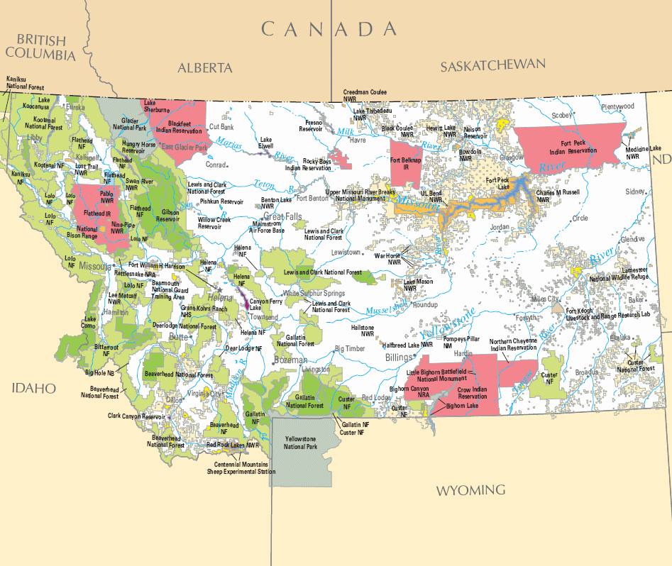 Carte détaillée Montana