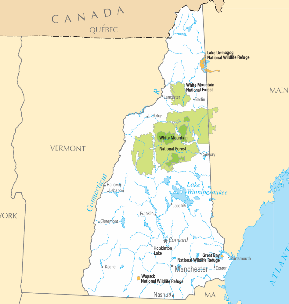 Carte détaillée New Hampshire