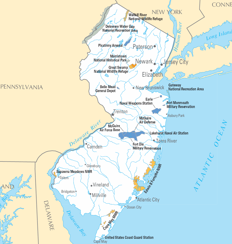 Carte détaillée New Jersey