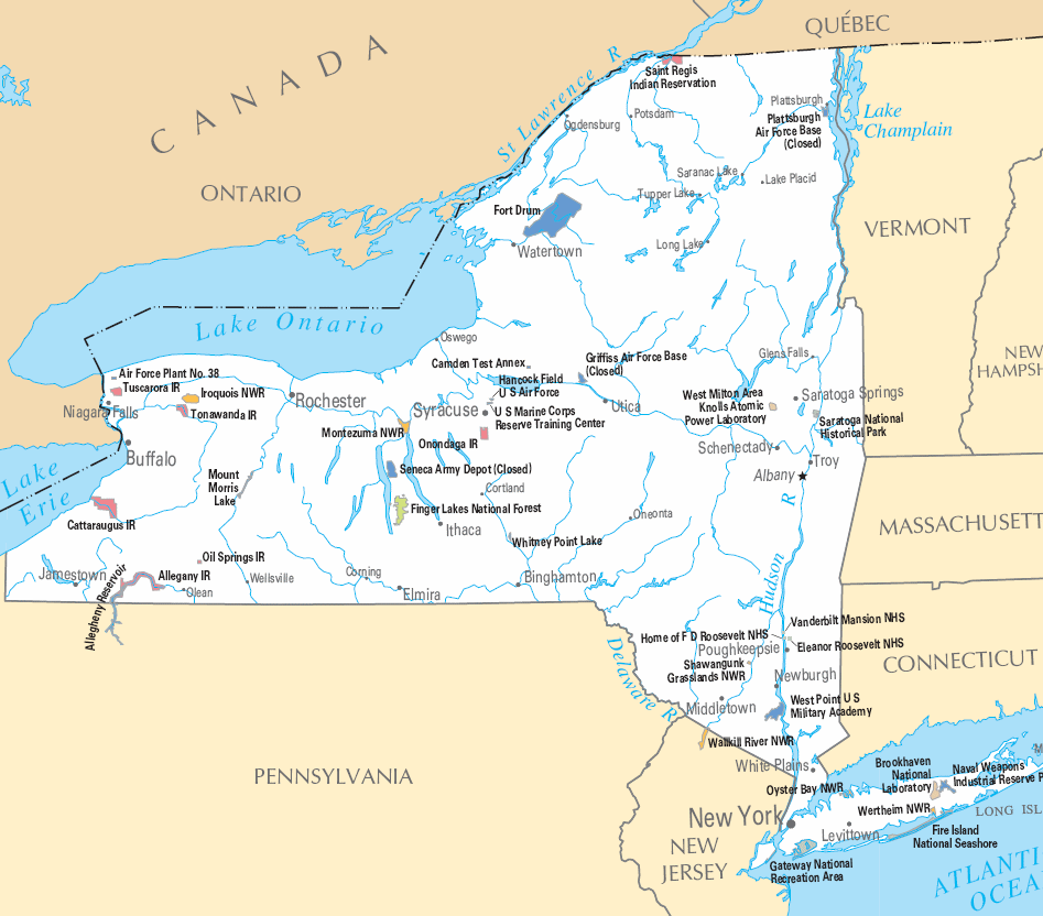 Carte détaillée New York