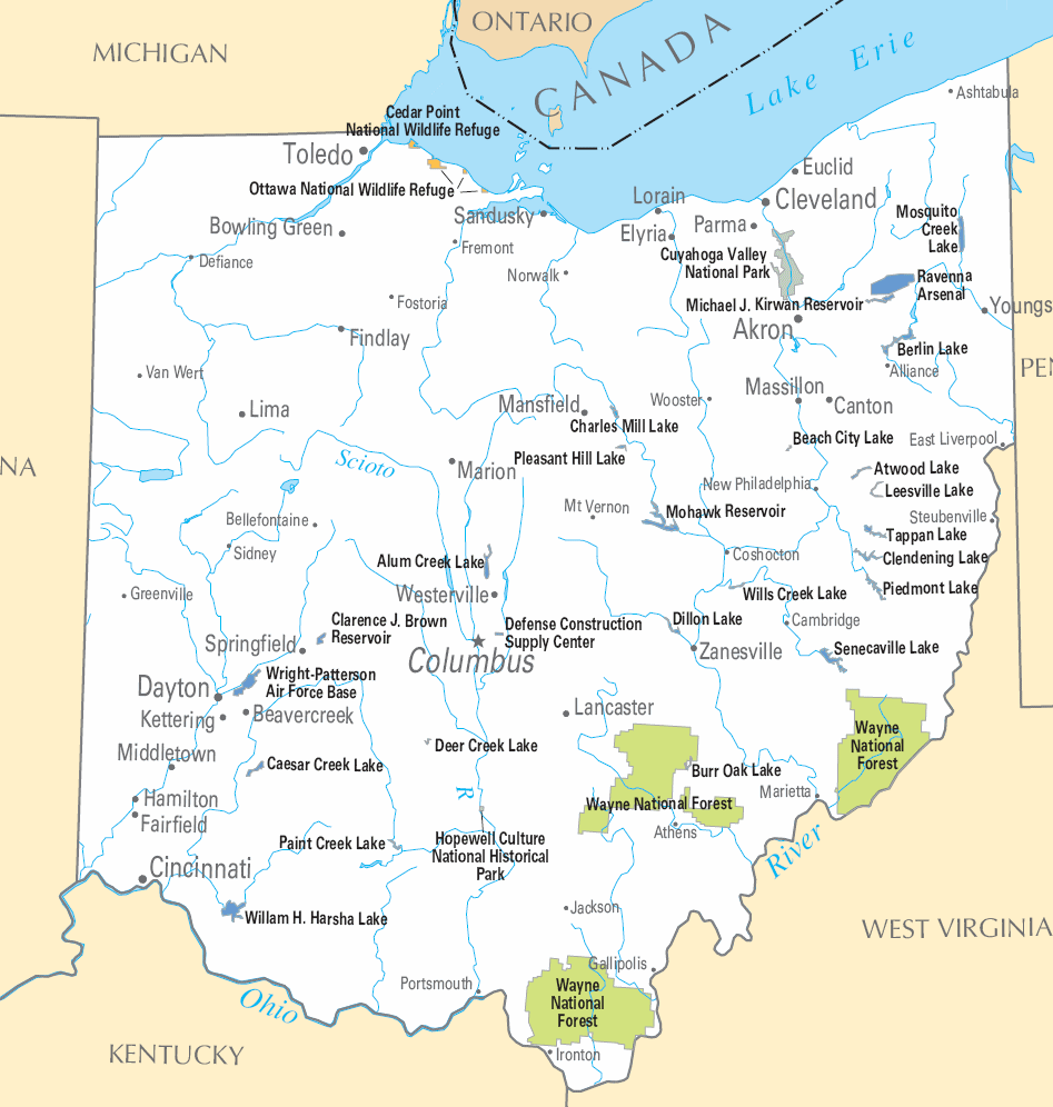 Carte détaillée Ohio