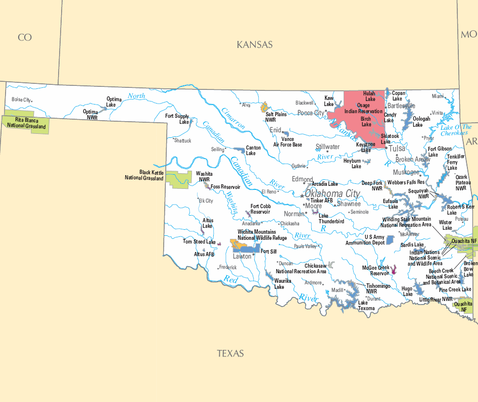 Carte détaillée Oklahoma