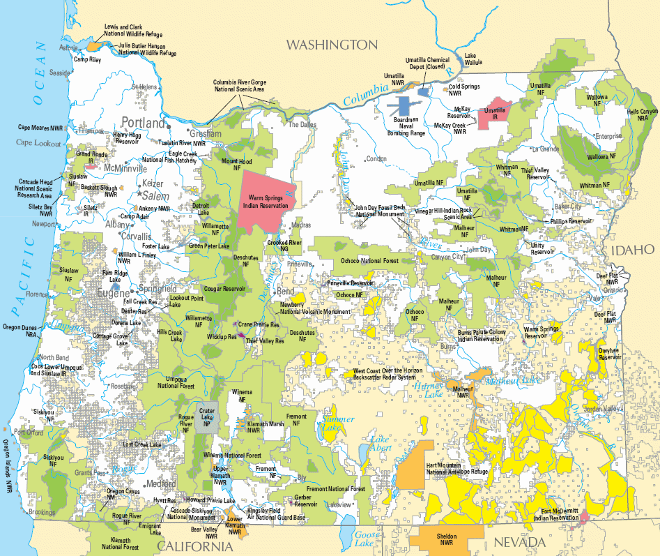 Carte détaillée Oregon