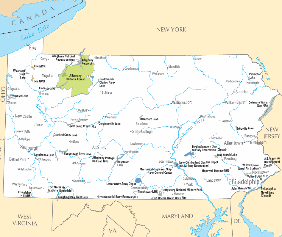 Carte détaillée Pennsylvanie