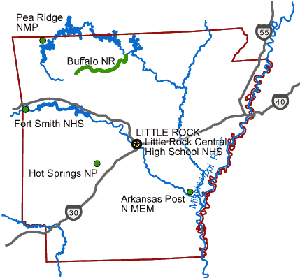 Carte des parcs Arkansas Carte des parcs Arkansas