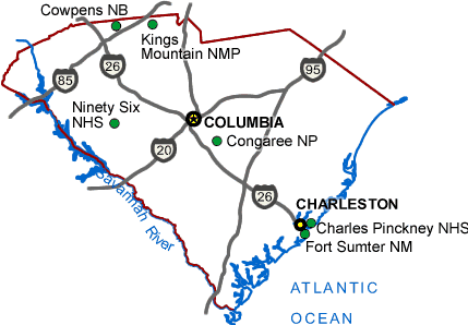 Carte des parcs Caroline du Sud