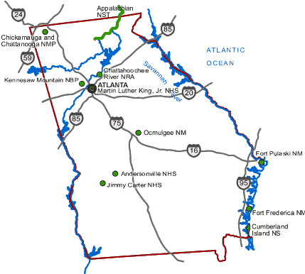 Carte des parcs Georgie