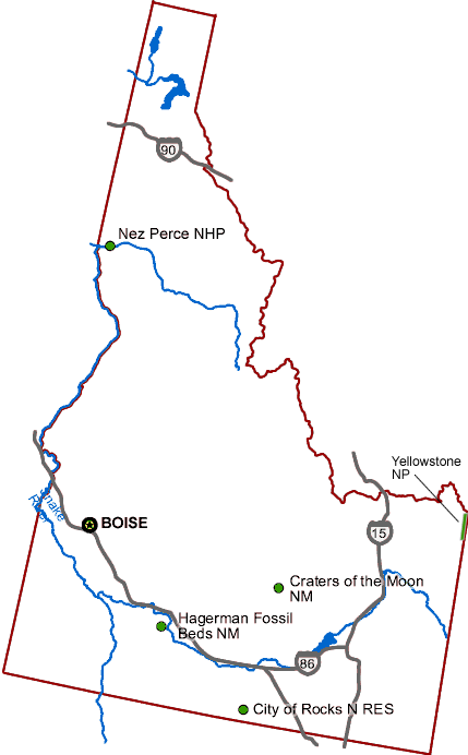 Carte des parcs Idaho