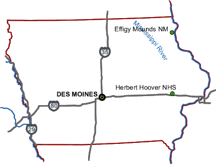 Carte des parcs Iowa Carte des parcs Iowa