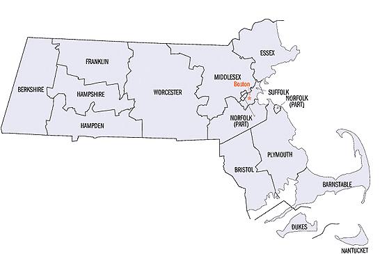Carte des parcs Massachusetts
