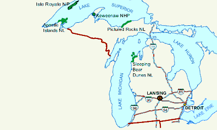 Carte des parcs Michigan