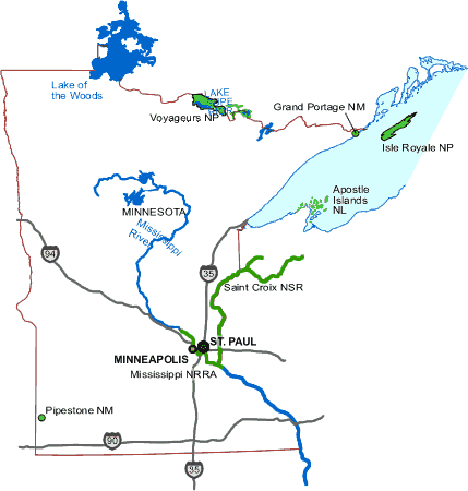Carte des parcs Minnesota Carte des parcs Minnesota