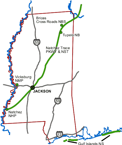 Carte des parcs Mississippi