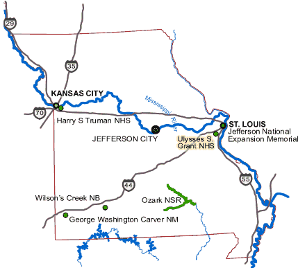 Carte des parcs Missouri