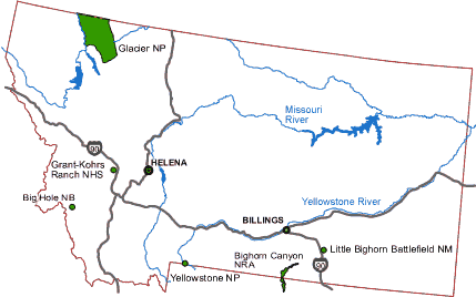 Carte des parcs Montana Carte des parcs Montana