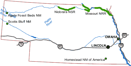 Carte des parcs Nebraska