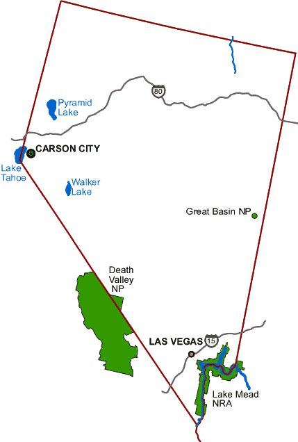 Carte des parcs Nevada