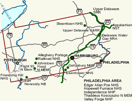 Carte des parcs Pennsylvanie