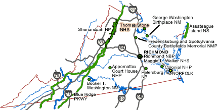 Carte des parcs Virginie