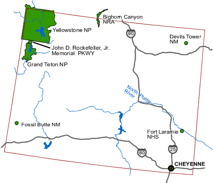 Carte des parcs Wyoming