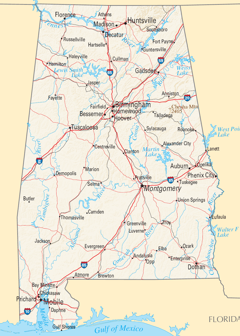 Carte Alabama