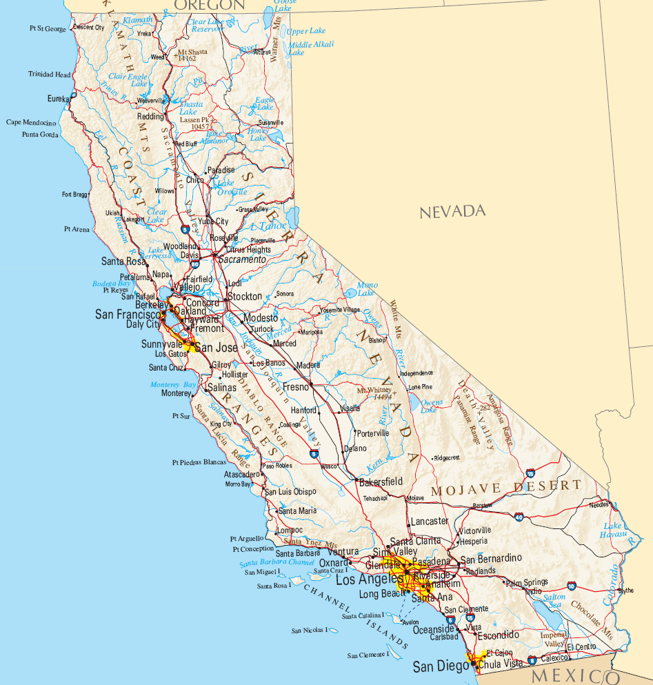 Carte Californie