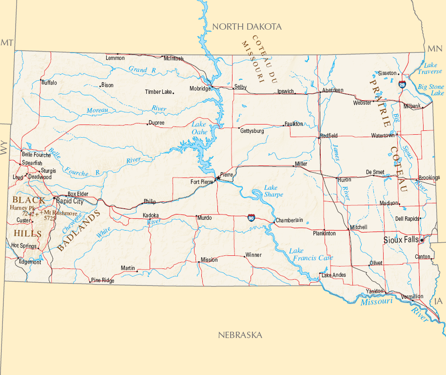 Carte Dakota du Sud