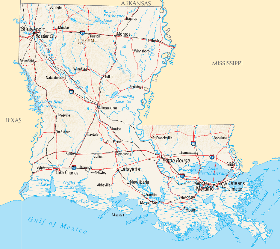 Carte Louisiane