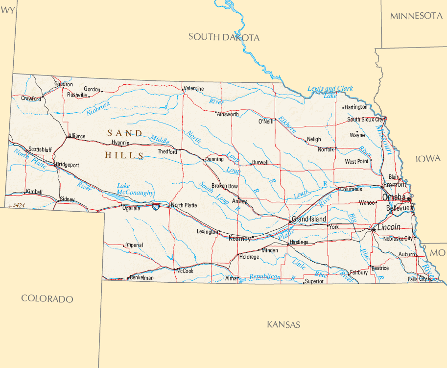 Carte Nebraska