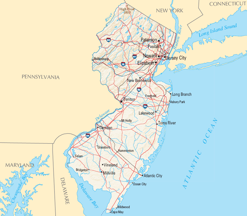 Carte New Jersey