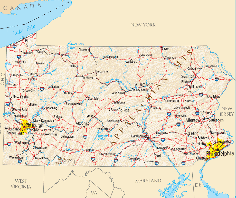 Carte Pennsylvanie