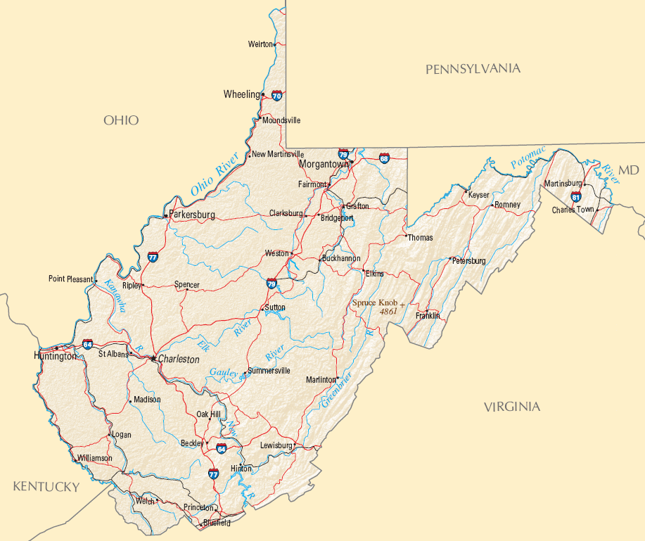 Carte Virginie-Occidentale