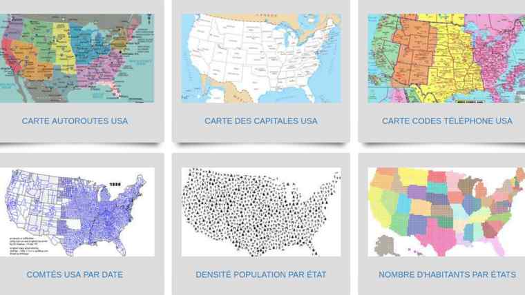 Cartes Usa diverses (autoroutes, fleuves etc.)