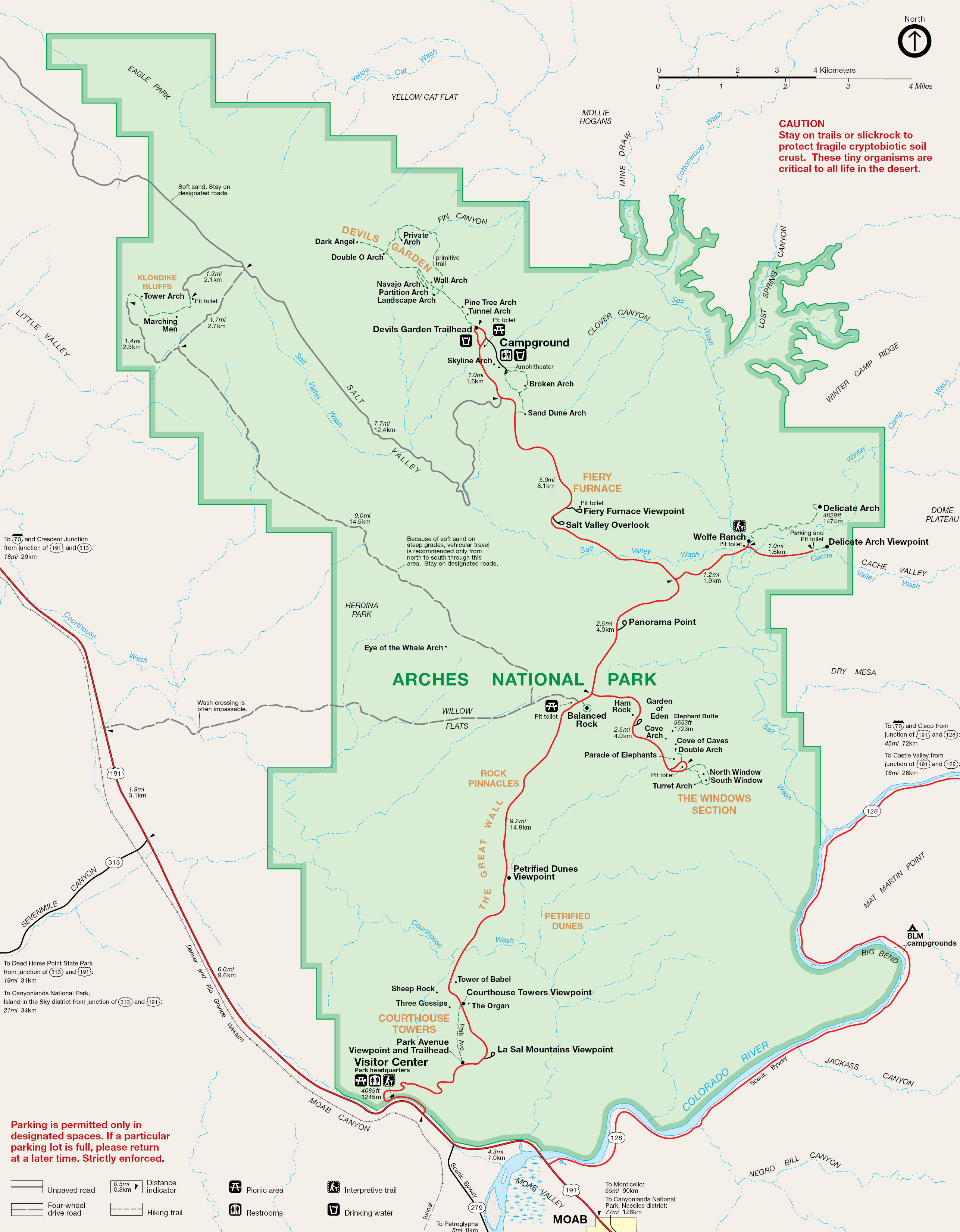  Carte  plan Arches National  Park 