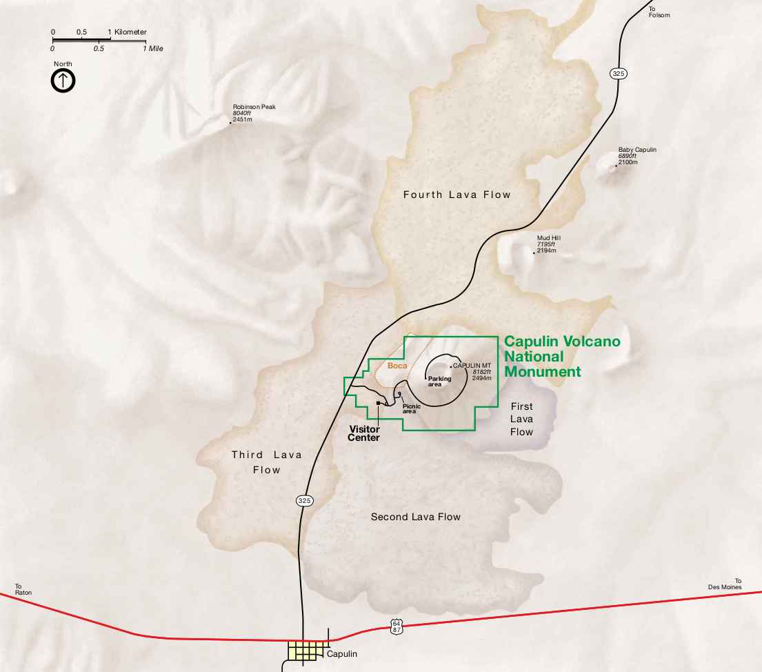 Carte Capulin Volcano National Monument